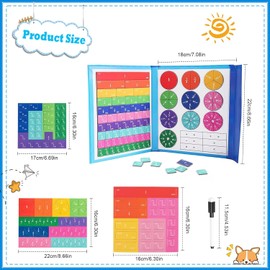 Arithmetic Educational Toy, Fraction Calculation Material, Magnetic Break Learning Puzzle, 9 Colours, Fraction Game, Math Toy, for Math Primary School Material, Mathematics Resources