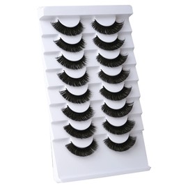 Gmagictobo False Eyelashes Russian Strip Lashes 11MM Natural Short Lashes Pack Fluffy Wispy 3D Faux Mink Lashes Curly Fake Eye Lashes 8 Pairs Multipack