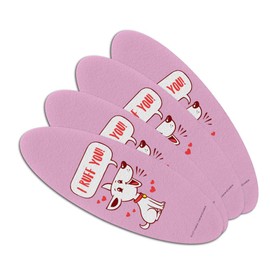 I Ruff Love You Dog Funny Humor Double-Sided Oval Nail File Emery Board Set 4 Pack