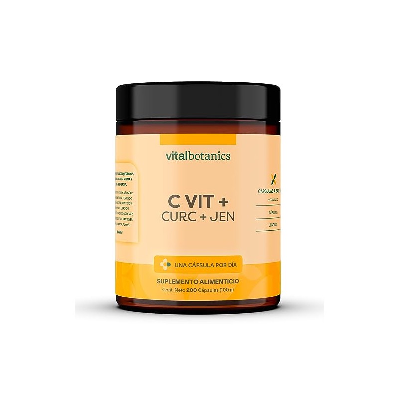 Vitalbotanics Vitamina Naranja Cúrcuma Jengibre 200 Cápsulas 500mg Multivitamínico Suplementos