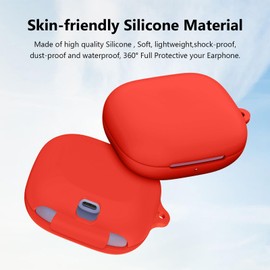 Compatible with Beats Powerbeats Pro 2 Case Cover, Soft Silicone Full Protective Cover with Keychain for Women Men Compatible with Beats Powerbeats Pro 2 Charging Case, Front LED Visible (Red)