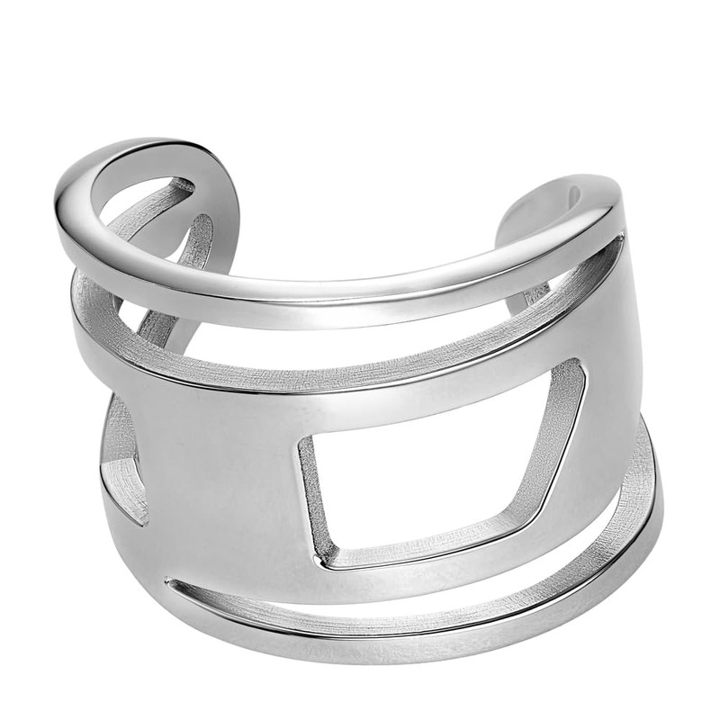 Diesel DX154804010 Unisex Oval D Logo Ring Stainless Steel, Stainless