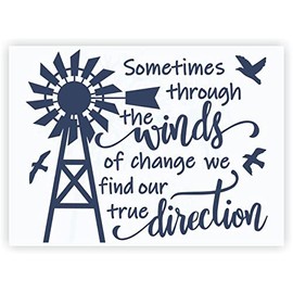 Winds of Change Find True Direction Windmill Farmhouse Decor Decal Quote Wall Art Stickers 23x18-Inch Deep Blue