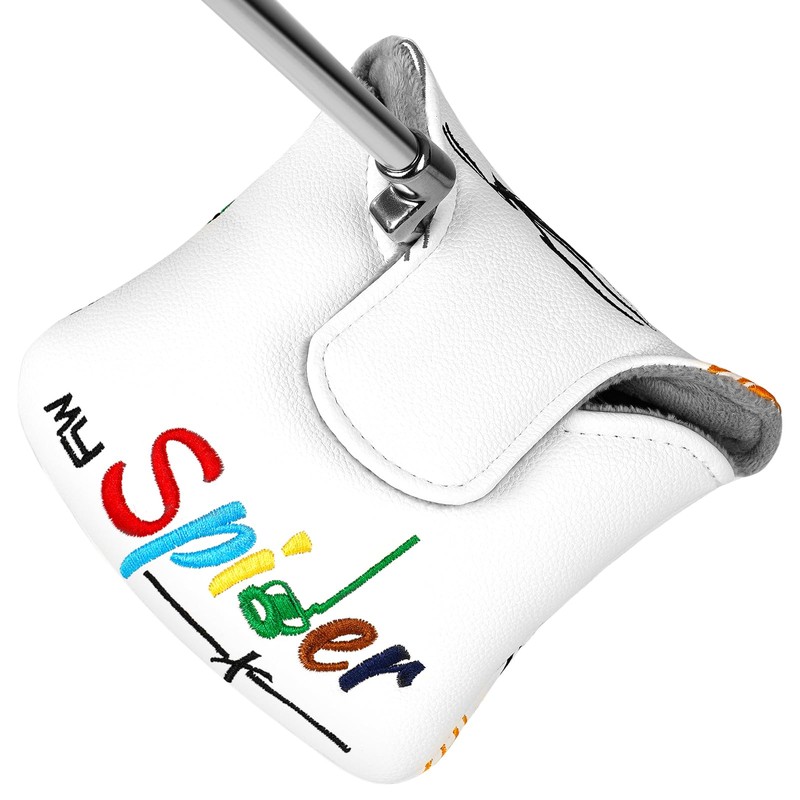 Golf Square Mallet Putter Cover Magnetic Heel-Shaft Headcovers Colorful Spider