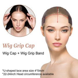 SGQTZDZQ Lace Wig Grip Cap for Women, Adjustable Wig Caps to Hold Wigs in Place, U-Shaped Headband (Brown)