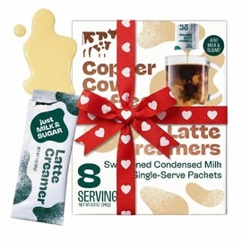 Copper Cow Coffee Sweetened Condensed Milk Coffee Creamer Singles (8 pack) | Vietnamese Inspired Coffee Creamer, All Natural Creamer Packets for Pour Overs & Lattes | No Refrigeration Needed