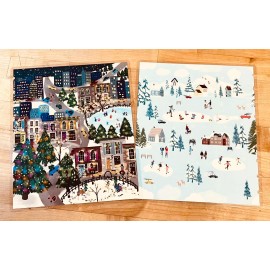 Handmade *Xmas Village Scene* Cover Set for use with Classic Happy Planner-