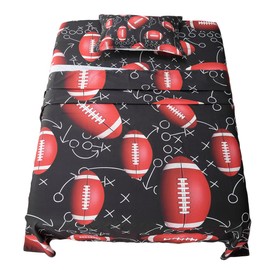 ADASMILE A & S Football Sheets Twin Size for Boys Kids Sports Bedding Sheet Sets with Flat Fitted Sheet and Football Pillow Sham 3D American Football Bed Sheet Set Rugby Bedding Set Gift for Boys