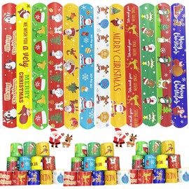 NovaHance 36 PCS Slap Bracelets Christmas Party Favors,Bulk Snap Bracelet Party Favors Supplies for kids&teens Gifts Teacher Classroom School Favors Prizes Christmas Gift