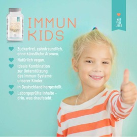 Multivitamin Capsules for Children Especially for the Immune System - With Vitamin C + D + Magnesium + Folic Acid B9 + Iron & Zinc - 90 Capsules 100% Vegan for 3 Months - Grapefruit Extract, Vitamins