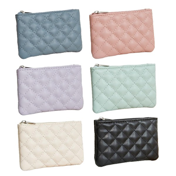 Mini Wallet Bag Pack of 6 PU Leather Portable Zip