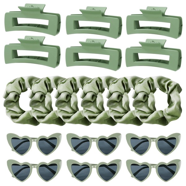 Whaline 18Pcs Sage Green Bridesmaid Proposal Gift Set Maid Matron of Honor Gift Hair Claw Clips Scrunchies Sunglasses for Wedding Bridal Shower Bachelorette Party Favors Supplies