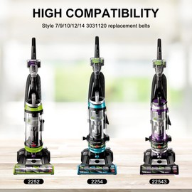 2-Pack Black Vacuum Belts Style 7 9 10 12 14 16, Replacement Vacuum Belts for Bissell 3031120, 32074, 2031093 Models Black