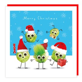 Tracks Publishing Humorous Open Christmas Greeting Card - Sprout Party - From The Fluff Range - Googly Eyes and Fluffy Embellishments