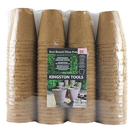 Kingston Tools Round Fibre Pots 8cm Gardening Pot — Peat-Free Biodegradable Wood Pulp — Ideal for Seeds, Seedlings and Cutting Pack of 96