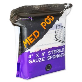Lightning X Absorbent Non-Woven 4" x 4" Gauze Pads for First Aid Kits & Wound Care | 50 Sterile Sponges (25 Packs of 2's) | Resealable Pouch