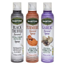 Mantova Spray Extra Virgin Olive Oil Variety Set - Garlic | Black Truffle | Turmeric - 8 Fl. Oz. (Pack Of 3) - Product Of Italy