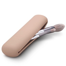 Seviete. Funda para brochas de maquillaje. Protección para tus brochas de maquillaje. Funda de silicón. Soporte de viaje portátil impermeable para brochas. Color Nude.