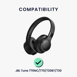 kwmobile 2 x Ear Pads Compatible with JBL Tune 770NC / 770 / 720BT / 720 Cushions - Faux Leather Headphones for Over Ear Headphones