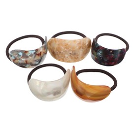 Ipetboom 5pcs Acetate Ponytail Hair Ties for Women Elastic Hair Bands with Decorative Patterns Comfortable Holders for Daily Use Parties and Special Occasions