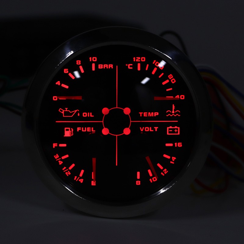 4in1 85mm Guage Multifunction Fuel Level Oil Pressure Water Temp