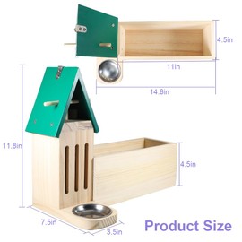 Picowe Butterfly House Wooden Butterfly Habitat Natural Butterfly Nesting Box Garden House with Feeder Hanging (Green, with Plant Holder)