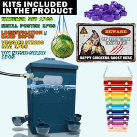 Chicken Waterer with Float Controlled Automatic Set, Chicken Coop Accessories - No Manual Water refilling Needed, 4 Gallon（Compatible with 5/8-inch and 3/4-inch Water Pipes, 60-inch Water Supply Pipe