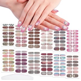 WOKOTO 12 Sheets Nail Stickers Full Nail Wraps for Women Nail Art Stickers Self Adhesive Mix Design Nail Polish Strips Gel Nail Strips StickersFor Women Nail Art Decals Stick On Nails Polish Stickers