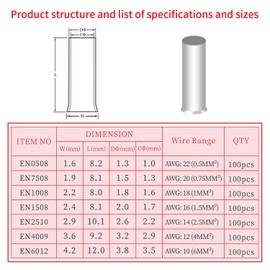 YIXISI 700 PCS Wire Crimp Fitting Ferrules Kit, Non Insulated Ferrule Pin Cord End Terminal, Uninsulated Wire Ferrules Cable Cord Pin End, for Electric Connectors, AWG 22-10