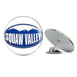 NYC Jewelers Oval Squaw Valley Mountain BG (Snow ski Resort) Metal 0.75" Lapel Hat Pin Tie Tack Pinback