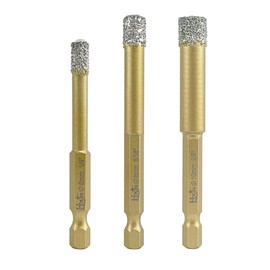 HXIN Vacuum Brazed Diamond Drill Bits with Hex Shank E6.3mm Fast Connection for Dry or Wet Drilling on Porcelain Ceramic Tile Granite Marble Used on Corded or Cordless Pistol (1/4" 5/16" 3/8")