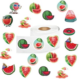 Watermelon Stickers (500 pcs), 10 Sheets Graphic Fruit Aesthetics Decal Roll Self Adhesive Seals for Kids Girls Boys Teen Birthday Party Decorations Water Bottle Laptop Scrapbook Cards Envelopes