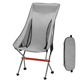 SHALLWE Camping Chairs, All Aluminum Frame Portable Folding Camp Chair for Adults, Heavy Duty Collapsible for Backpacking, Hiking, Beach, Sports (Grey)