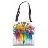 FLOWER PAINTBUSH WITH PAINT DRIPPING FROM THE BRUSH RAINBOW Tote