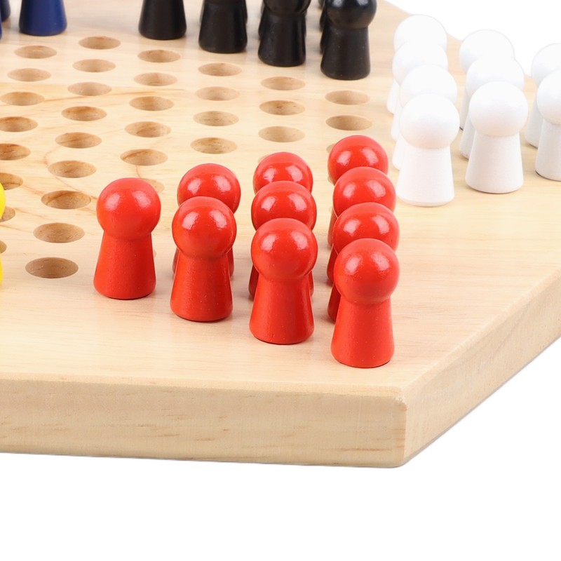 Chinese Checkers Set With Multiple Chess Pieces Wooden Board Interactive