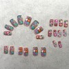 Spring Flower Press on Nails Medium Square Fake Nails Colorful