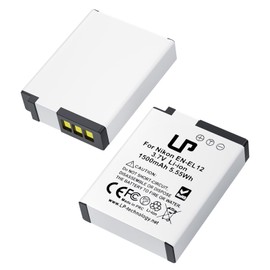 LP EN-EL12 Battery, 2-Pack 1500mAh Battery Compatible with Nikon Coolpix A1000, B600, Coolpix AW130, A900, W300, S1200pj, S9900, S9500, S9300, S9200, S8200, S6300, S6200, S6100, S800C, S710, S70