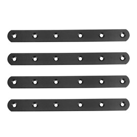 sourcing map Straight Bracket Stainless Steel 198x20mm Flat Brace Corner Fastener with Screws for Flat Straight Corner Mounting Wall Brackets Black Color 4 Pcs