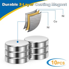 Wukong 15x4mm Round Strong Magnets, 10 Pack Small Fridge Magnets for Whiteboards, Fridge, Crafts, Notice Board DIY Project