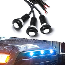 x xotic tech 3pcs LED Front Grille Marker Lights w/Projector Lens Assembly Compatible with Cars, Pickups, Trucks, SUV, Trailer, 8000K Ice Blue