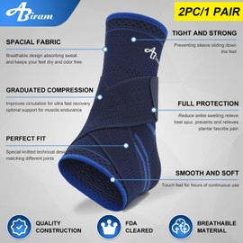ABIRAM Ankle Brace for Women & Men, Ankle Compression Sleeve, Foot Sleeve with Wrap, Ankle Support, Foot Brace for Sprained Foot & Arch, Plantar Fasciitis Relief Socks, Achilles Tendonitis, Sports