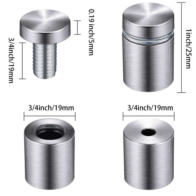 Pelopy 8 Pcs Sign Standoff Screws Advertising Screws Stainless Steel