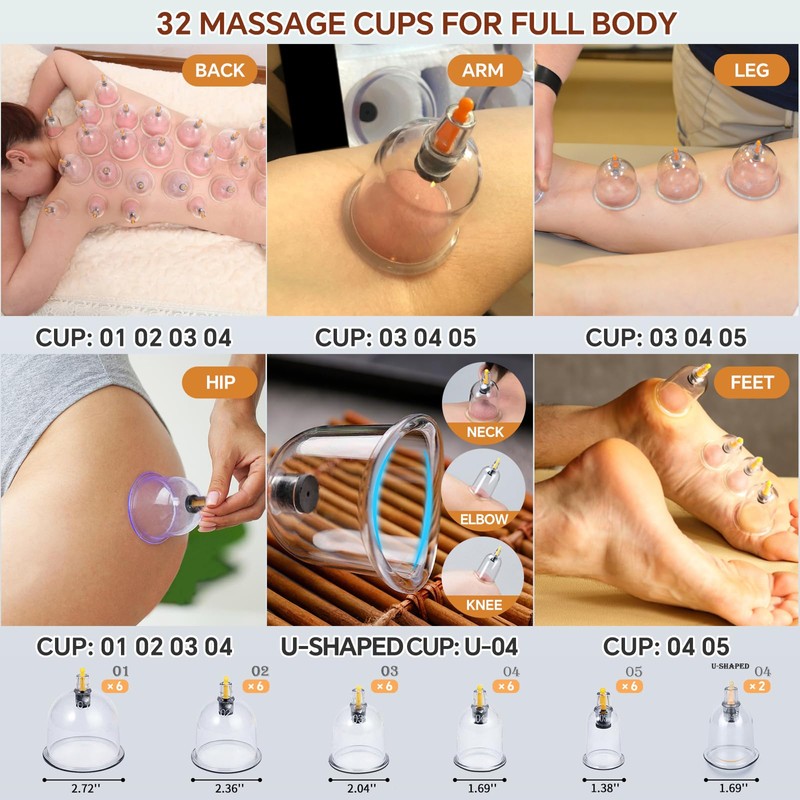 Cupping Therapy Set 32 Massage Therapy Cups Cupping Kit for