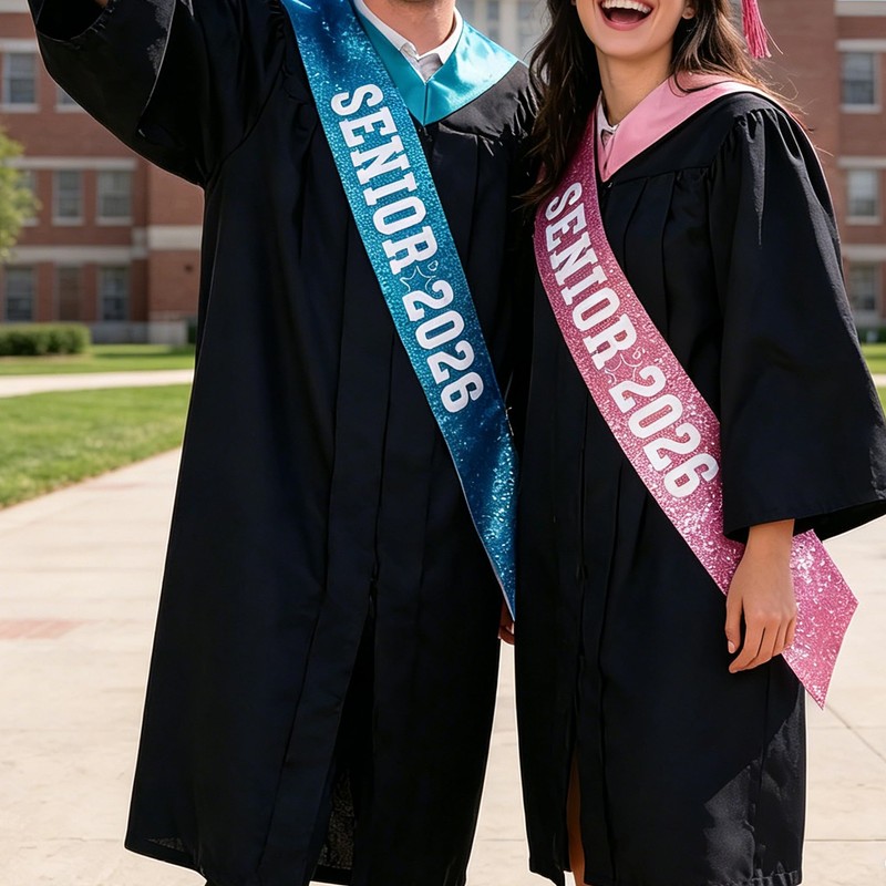 6Pcs Pink Senior 2026 Sash, Senior Cheer Glitter Sash with