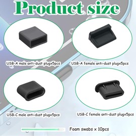 ASOMI 30 Stück USB-C-Staubschutzstecker, USB-Staubschutzstopfen, USB-C-Steckerabdeckung, USB-Staubschutz-Anschlussstopfen, Schutzset mit Reinigungsschaumtupfern