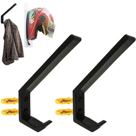 AUXPhome 2 Pack Motorcycle Helmet Hook Multi-Purpose Jacket Hanger Keys Bags Holder Wall Mount Rack Cloth Display Rack Hat Hook for Home Kitchen Door Cabinet - Hardware Included Easy to Install.