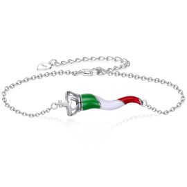 qielizhu Italian Horn Bracelet for Women 925 Sterling Silver Cornicello Italian Horn Bracelet Italian Jewelry Gifts for Women