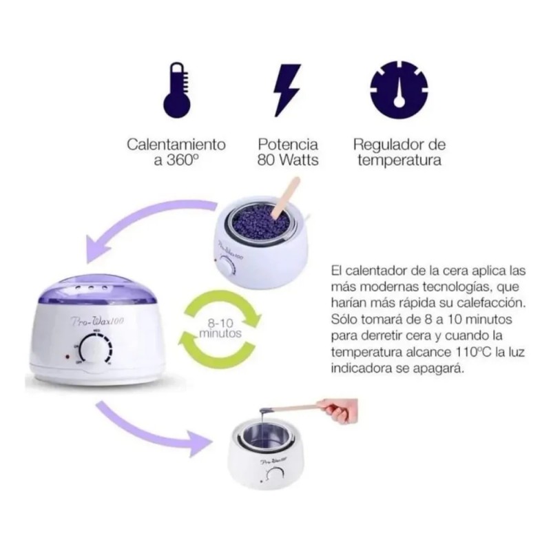 Kit Cera Española 200grs + Calentador Cera Para Depilación