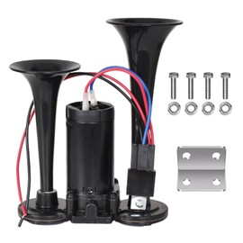 Colexy Air Horn 12 V, 150 dB Super Loud Double Horn Air Horn Loud Horn Universal Car Horn with Compressor for Cars, Trucks, Motorcycles, Boats, Trains and More (Black)