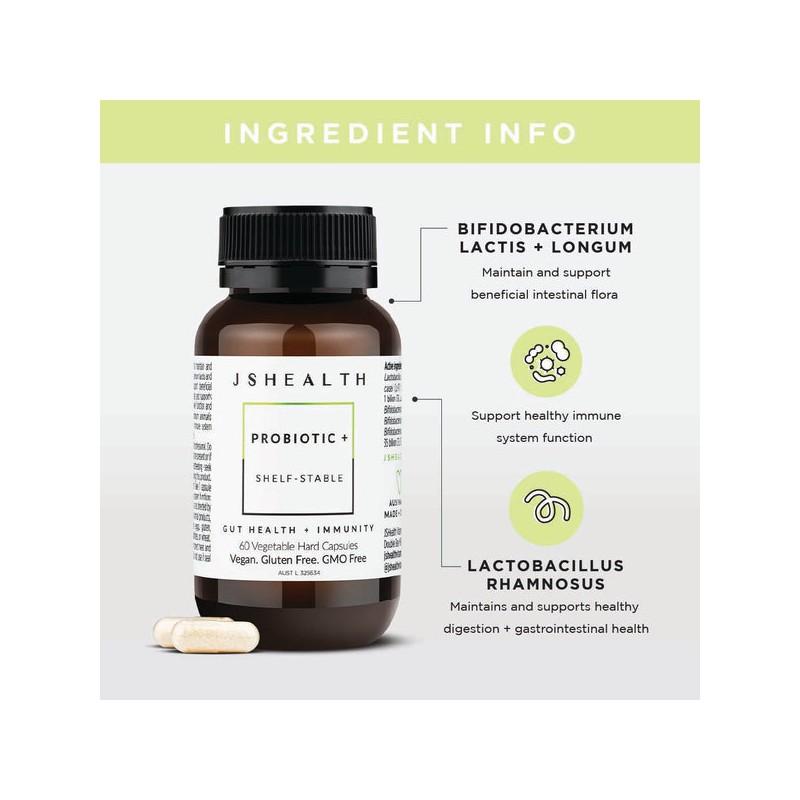 JSHEALTH Probiotic + Shelf-Stable 60 Capsules